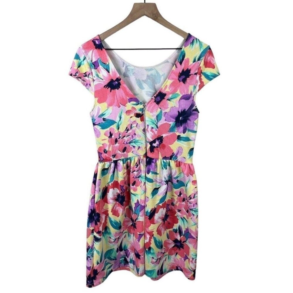 Multicolored Floral Cap Sleeve